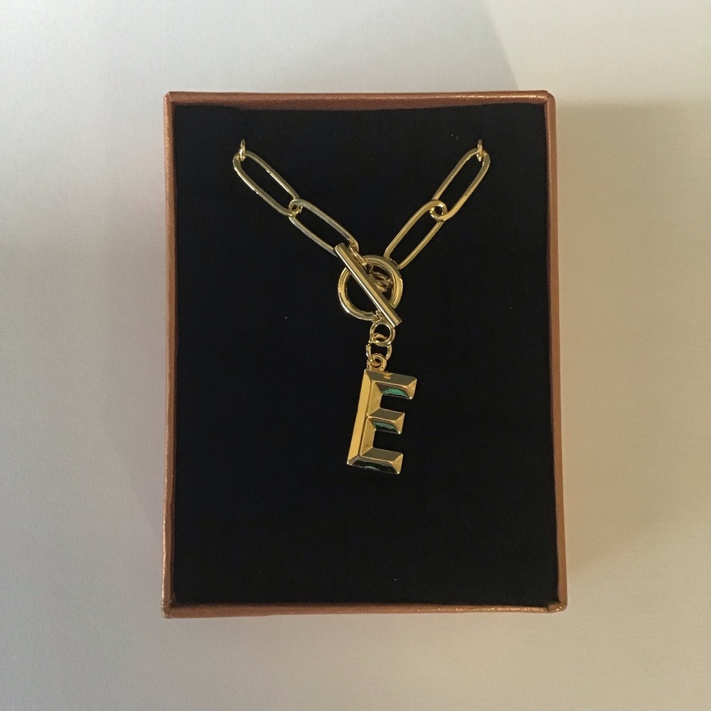 Gold Initial E Pendant Necklace